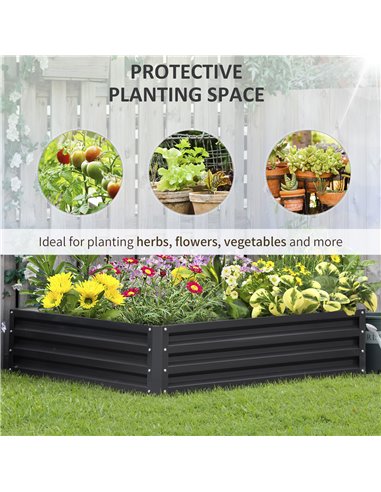 Outsunny Raised Garden Bed Box with Weatherized Steel Frame for Vegetables, Flowers, & Herbs, 120 x 120 x 30cm, Grey