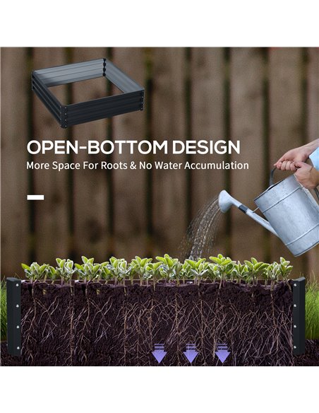Outsunny Raised Garden Bed Box with Weatherized Steel Frame for Vegetables, Flowers, & Herbs, 120 x 120 x 30cm, Grey - pic 82861 | FastDaddyshop