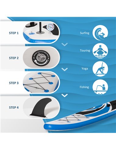 Outsunny 10'6" x 30" x 6" Inflatable Paddle Stand Up Board, Adjustable Aluminium Paddle Non-Slip Deck Board with ISUP Accessorie