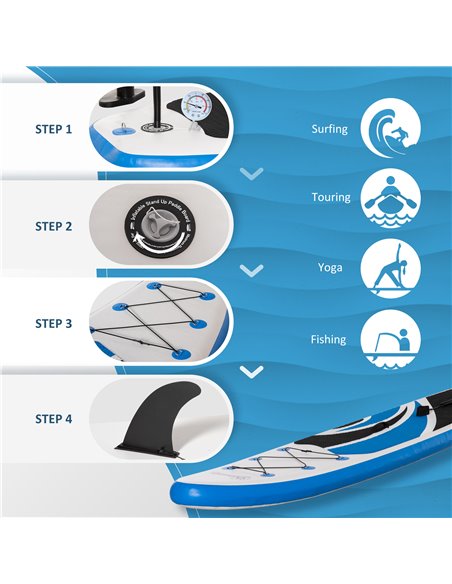 Outsunny 10'6" x 30" x 6" Inflatable Paddle Stand Up Board, Adjustable Aluminium Paddle Non-Slip Deck Board with ISUP Accessorie - pic 82895 | FastDaddyshop