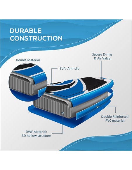 Outsunny 10'6" x 30" x 6" Inflatable Paddle Stand Up Board, Adjustable Aluminium Paddle Non-Slip Deck Board with ISUP Accessorie - pic 82896 | FastDaddyshop