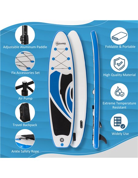 Outsunny 10'6" x 30" x 6" Inflatable Paddle Stand Up Board, Adjustable Aluminium Paddle Non-Slip Deck Board with ISUP Accessorie - pic 82897 | FastDaddyshop