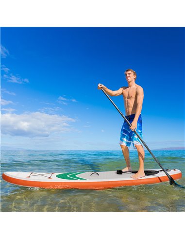 Outsunny 10'6" x 30" x 6" Inflatable Non-Slip Paddle Stand Up Board w/ Adjustable Aluminium Paddle, ISUP Accessories, 320L x 76W