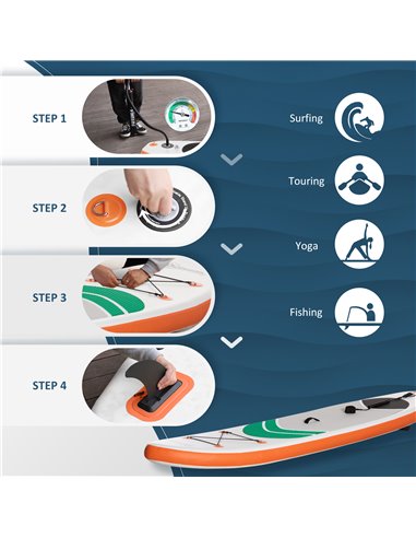 Outsunny 10'6" x 30" x 6" Inflatable Non-Slip Paddle Stand Up Board w/ Adjustable Aluminium Paddle, ISUP Accessories, 320L x 76W
