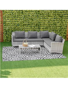 Outsunny 182 x 274 cm(6x9ft) Outdoor Rug, Black & White 844-480 2