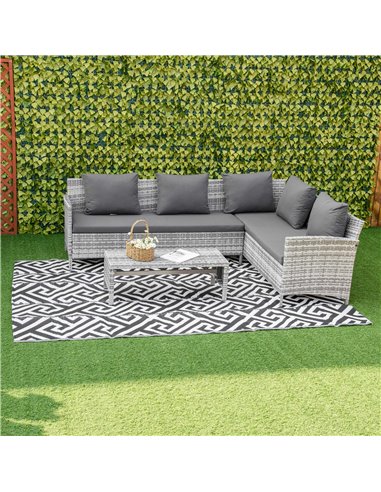 Outsunny 182 x 274 cm(6x9ft) Outdoor Rug Reversible Mat Plastic Straw Rug Portable RV Camping Mat for Garden Deck Picnic, Black 
