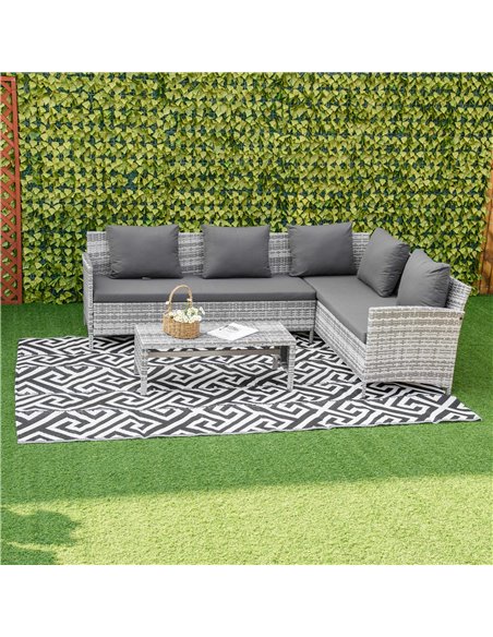 Outsunny 182 x 274 cm(6x9ft) Outdoor Rug Reversible Mat Plastic Straw Rug Portable RV Camping Mat for Garden Deck Picnic, Black  - pic 82929 | FastDaddyshop
