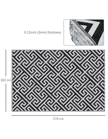 Outsunny 182 x 274 cm(6x9ft) Outdoor Rug Reversible Mat Plastic Straw Rug Portable RV Camping Mat for Garden Deck Picnic, Black  - pic 82930 | FastDaddyshop