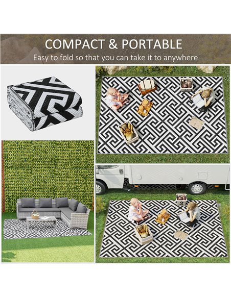 Outsunny 182 x 274 cm(6x9ft) Outdoor Rug Reversible Mat Plastic Straw Rug Portable RV Camping Mat for Garden Deck Picnic, Black  - pic 82931 | FastDaddyshop