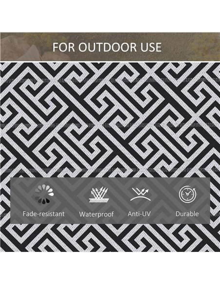 Outsunny 182 x 274 cm(6x9ft) Outdoor Rug Reversible Mat Plastic Straw Rug Portable RV Camping Mat for Garden Deck Picnic, Black  - pic 82932 | FastDaddyshop