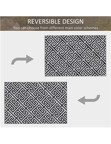 Outsunny 182 x 274 cm(6x9ft) Outdoor Rug Reversible Mat Plastic Straw Rug Portable RV Camping Mat for Garden Deck Picnic, Black 
