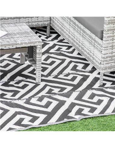 Outsunny 182 x 274 cm(6x9ft) Outdoor Rug Reversible Mat Plastic Straw Rug Portable RV Camping Mat for Garden Deck Picnic, Black 