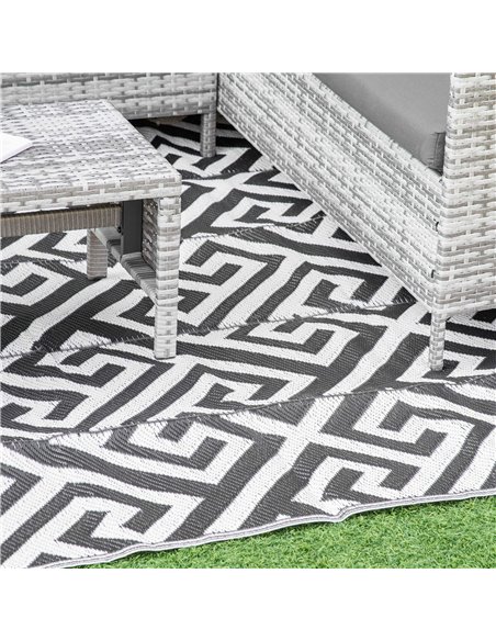 Outsunny 182 x 274 cm(6x9ft) Outdoor Rug Reversible Mat Plastic Straw Rug Portable RV Camping Mat for Garden Deck Picnic, Black  - pic 82934 | FastDaddyshop