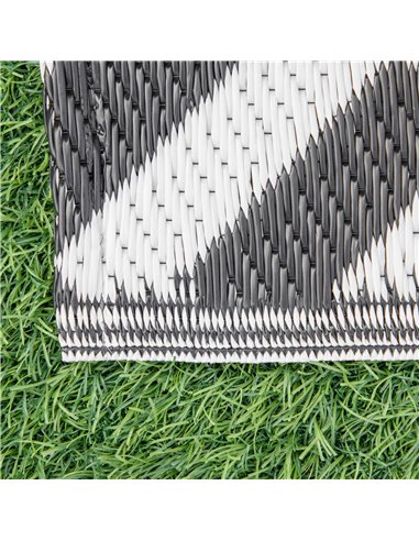 Outsunny 182 x 274 cm(6x9ft) Outdoor Rug Reversible Mat Plastic Straw Rug Portable RV Camping Mat for Garden Deck Picnic, Black 