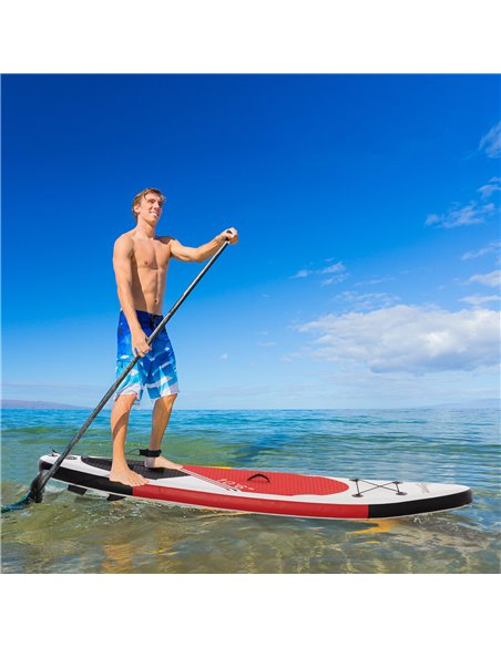 Outsunny Stand Up Paddle Board Inflatable Set, Non-Slip Deck with Aluminium Paddle & ISUP Accessories, White A33-017 - pic 82992 | FastDaddyshop