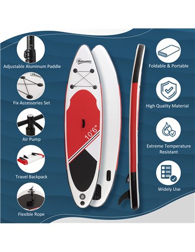 Outsunny Stand Up Paddle Board Inflatable Set, Non-Slip Deck with Aluminium Paddle & ISUP Accessories, White A33-017