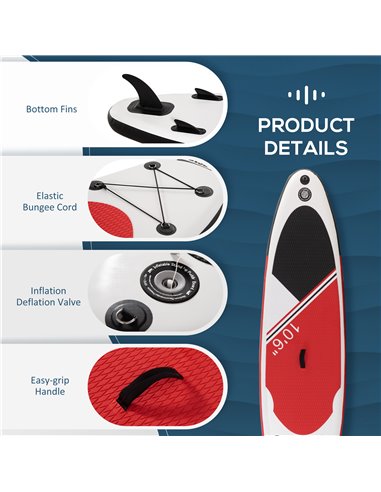 Outsunny Stand Up Paddle Board Inflatable Set, Non-Slip Deck with Aluminium Paddle & ISUP Accessories, White A33-017