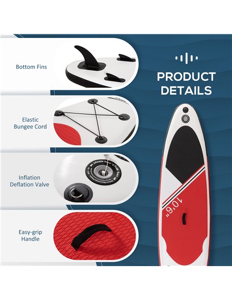 Outsunny Stand Up Paddle Board Inflatable Set, Non-Slip Deck with Aluminium Paddle & ISUP Accessories, White A33-017 - pic 82997 | FastDaddyshop