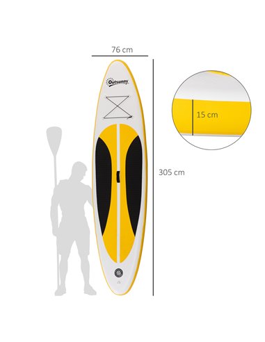 Outsunny Stand Up Paddle Board Inflatable SUP with Adjustable Aluminium Paddle, Non-Slip Deck, ISUP Accessories, 305L x 76W x 15