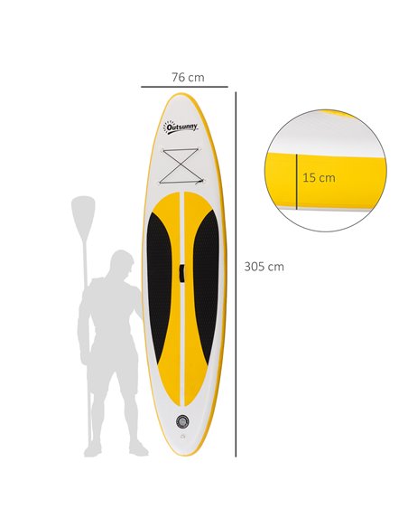 Outsunny Stand Up Paddle Board Inflatable SUP with Adjustable Aluminium Paddle, Non-Slip Deck, ISUP Accessories, 305L x 76W x 15 - pic 83002 | FastDaddyshop