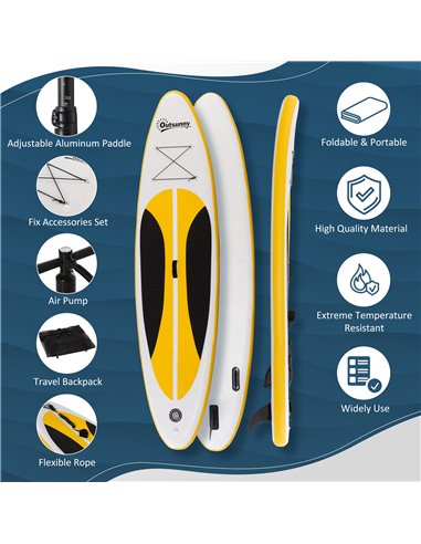 Outsunny Stand Up Paddle Board Inflatable SUP with Adjustable Aluminium Paddle, Non-Slip Deck, ISUP Accessories, 305L x 76W x 15