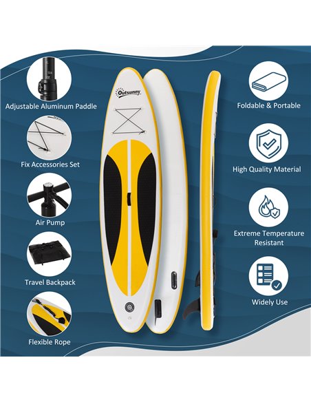 Outsunny Stand Up Paddle Board Inflatable SUP with Adjustable Aluminium Paddle, Non-Slip Deck, ISUP Accessories, 305L x 76W x 15 - pic 83003 | FastDaddyshop