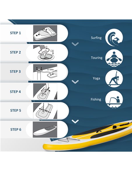 Outsunny Stand Up Paddle Board Inflatable SUP with Adjustable Aluminium Paddle, Non-Slip Deck, ISUP Accessories, 305L x 76W x 15 - pic 83005 | FastDaddyshop