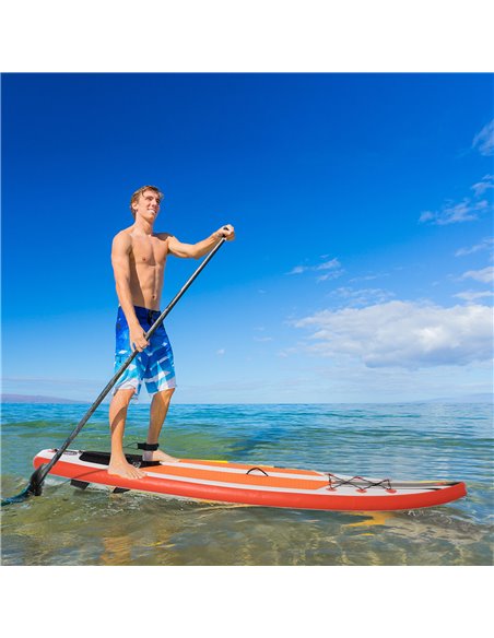 Outsunny 10'6" x 30" x 6" Inflatable Paddle Stand Up Board, Adjustable Aluminium Paddle, Non-Slip Deck Board, 320Lx76Wx15Hcm, Wh - pic 83010 | FastDaddyshop