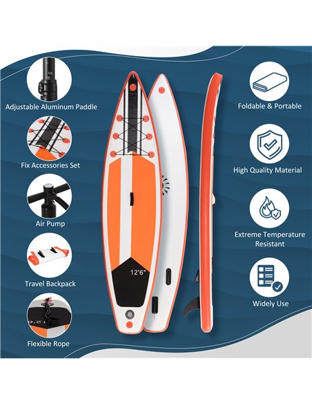 Outsunny 10'6" x 30" x 6" Inflatable Paddle Stand Up Board, Adjustable Aluminium Paddle, Non-Slip Deck Board, 320Lx76Wx15Hcm, Wh - pic 83012 | FastDaddyshop