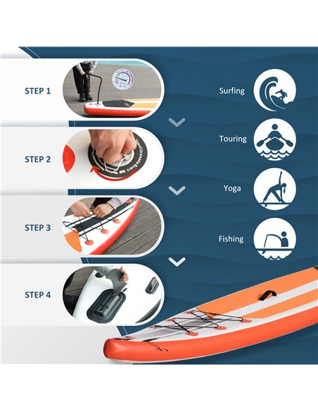 Outsunny 10'6" x 30" x 6" Inflatable Paddle Stand Up Board, Adjustable Aluminium Paddle, Non-Slip Deck Board, 320Lx76Wx15Hcm, Wh - pic 83014 | FastDaddyshop