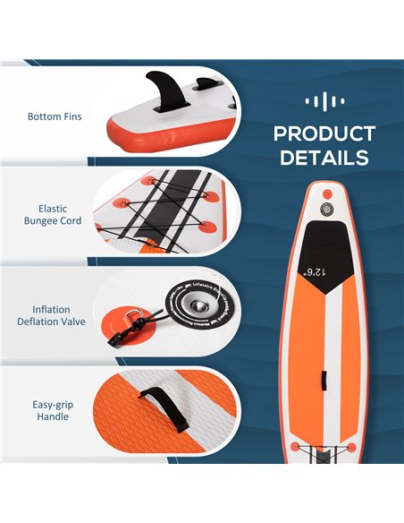 Outsunny 10'6" x 30" x 6" Inflatable Paddle Stand Up Board, Adjustable Aluminium Paddle, Non-Slip Deck Board, 320Lx76Wx15Hcm, Wh - pic 83015 | FastDaddyshop