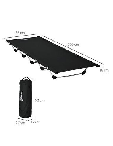 Outsunny Portable Camping Bed: Sturdy Aluminium Frame Supporting up to 150kg, with Carry Bag, Slate Grey