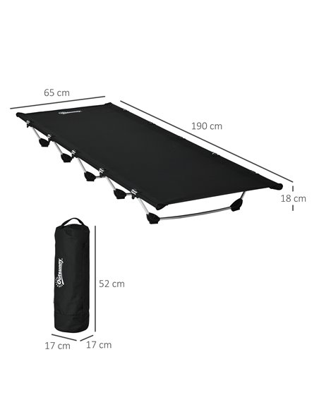 Outsunny Portable Camping Bed: Sturdy Aluminium Frame Supporting up to 150kg, with Carry Bag, Slate Grey - pic 83083 | FastDaddyshop