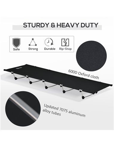 Outsunny Portable Camping Bed: Sturdy Aluminium Frame Supporting up to 150kg, with Carry Bag, Slate Grey