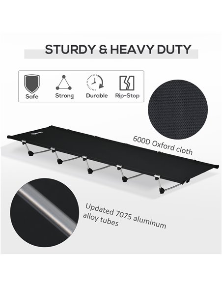 Outsunny Portable Camping Bed: Sturdy Aluminium Frame Supporting up to 150kg, with Carry Bag, Slate Grey - pic 83084 | FastDaddyshop