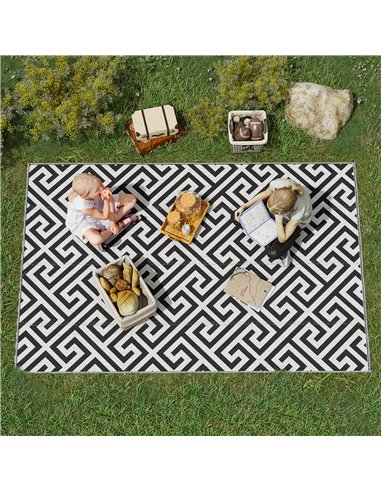 Outsunny 152 x 243 cm(5x 8ft) Outdoor Rug Reversible Mat Plastic Straw Rug Portable RV Camping Mat for Garden Deck Picnic Indoor