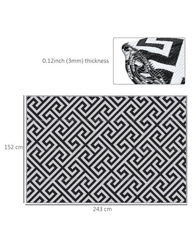 Outsunny 152 x 243 cm(5x 8ft) Outdoor Rug Reversible Mat Plastic Straw Rug Portable RV Camping Mat for Garden Deck Picnic Indoor