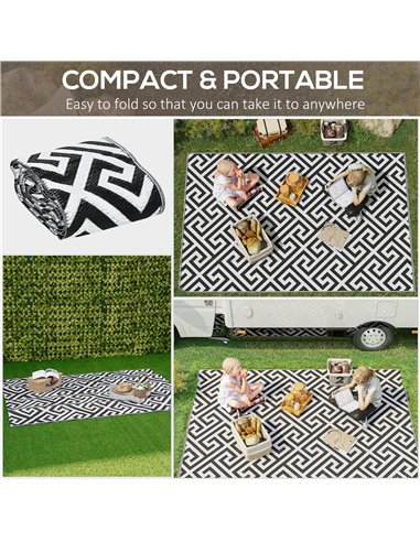 Outsunny 152 x 243 cm(5x 8ft) Outdoor Rug Reversible Mat Plastic Straw Rug Portable RV Camping Mat for Garden Deck Picnic Indoor
