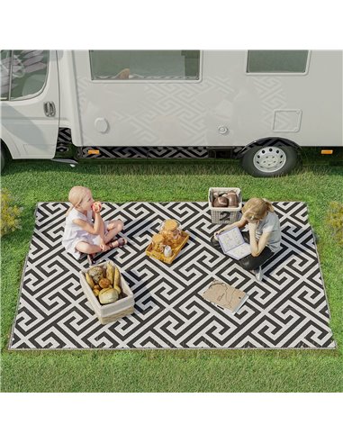Outsunny 152 x 243 cm(5x 8ft) Outdoor Rug Reversible Mat Plastic Straw Rug Portable RV Camping Mat for Garden Deck Picnic Indoor