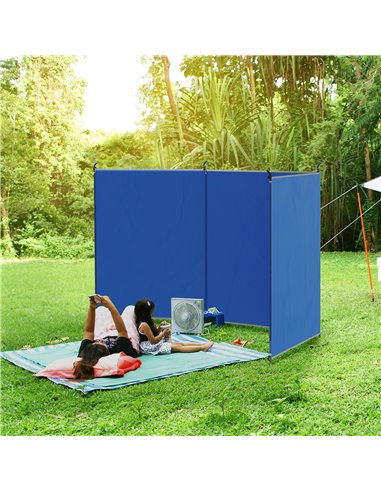 Outsunny Camping Windbreak, Foldable Portable Wind Blocker w/ Carry Bag and Steel Poles, Beach Sun Screen Shelter Privacy Wall, 