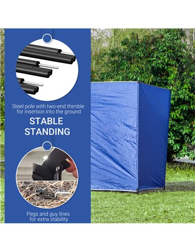 Outsunny Camping Windbreak, Foldable Portable Wind Blocker w/ Carry Bag and Steel Poles, Beach Sun Screen Shelter Privacy Wall, 