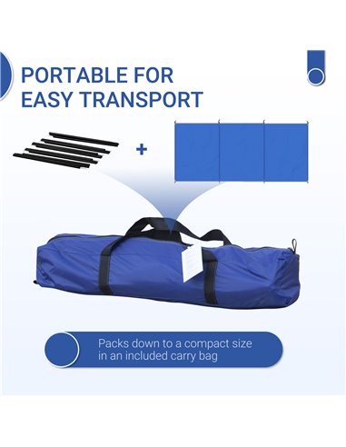 Outsunny Camping Windbreak, Foldable Portable Wind Blocker w/ Carry Bag and Steel Poles, Beach Sun Screen Shelter Privacy Wall, 