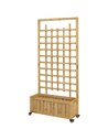 Outsunny Wooden Trellis Planter, Raised Garden Bed with Wheels, Natural Wood Colour 84H-001V00ND