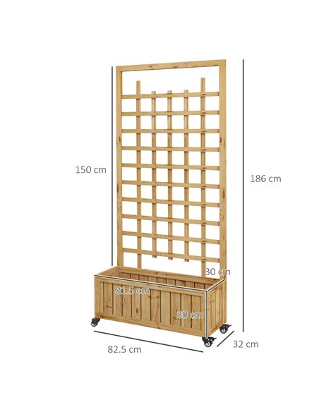 Outsunny Wooden Trellis Planter, Raised Garden Bed with Wheels and Bed Liner, to Climb and Grow Vegetables, Herbs and Flowers 84 - pic 83308 | FastDaddyshop