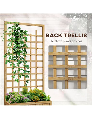 Outsunny Wooden Trellis Planter, Raised Garden Bed with Wheels and Bed Liner, to Climb and Grow Vegetables, Herbs and Flowers 84