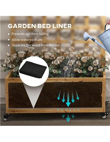 Outsunny Wooden Trellis Planter, Raised Garden Bed with Wheels and Bed Liner, to Climb and Grow Vegetables, Herbs and Flowers 84