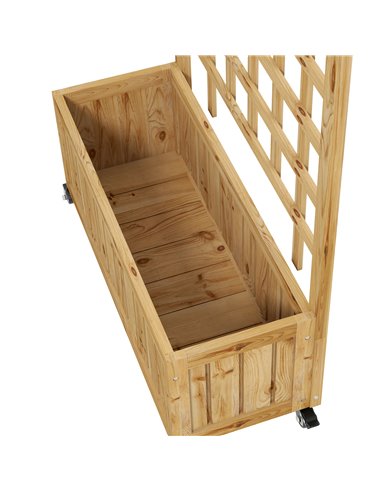 Outsunny Wooden Trellis Planter, Raised Garden Bed with Wheels and Bed Liner, to Climb and Grow Vegetables, Herbs and Flowers 84