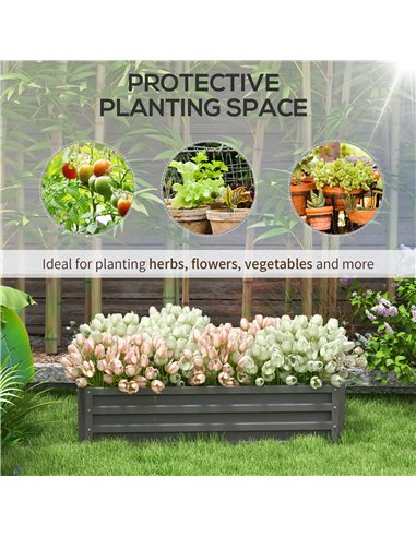 Outsunny Raised Beds for Garden, Galvanised Outdoor Planters for Herbs and Vegetables, for Patio, Garden, Balcony, Light Grey 84