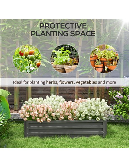 Outsunny Raised Beds for Garden, Galvanised Outdoor Planters for Herbs and Vegetables, for Patio, Garden, Balcony, Light Grey 84 - pic 83329 | FastDaddyshop