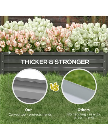 Outsunny Raised Beds for Garden, Galvanised Outdoor Planters for Herbs and Vegetables, for Patio, Garden, Balcony, Light Grey 84